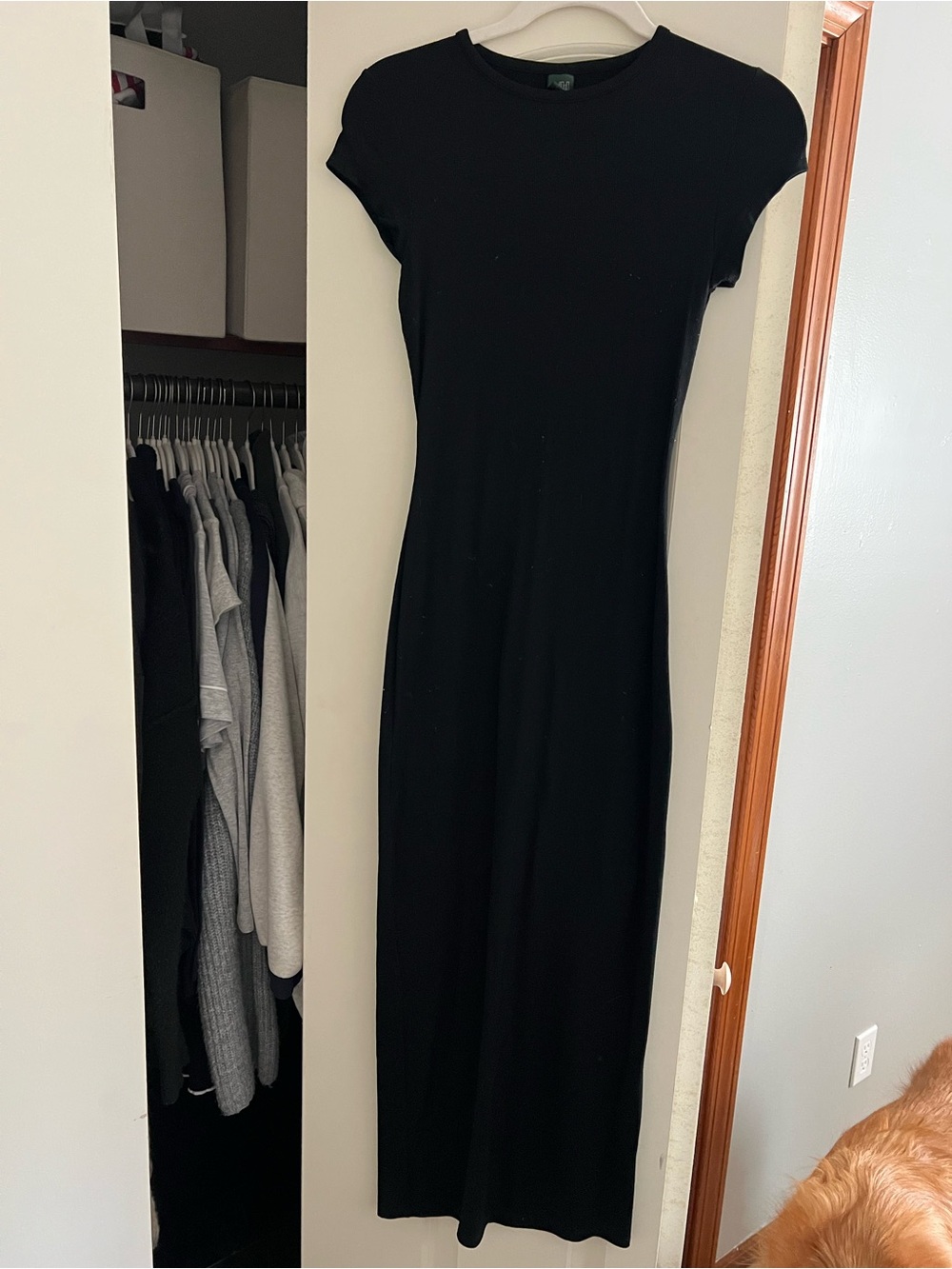 wild fable Black Short-Sleeve Maxi Dress